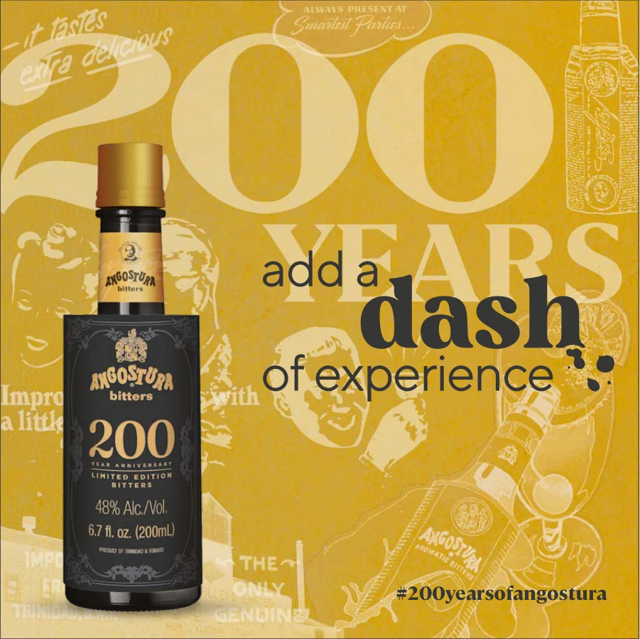 Gold Reserve bitters social artwork with the bottle and the line Add a dash of experience.