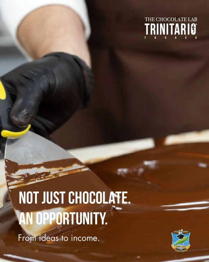 Chocolate Lab campaign artwork showing chocolate being spread with a scraper, with the line Not just chocolate. An opportunity. From ideas to income.